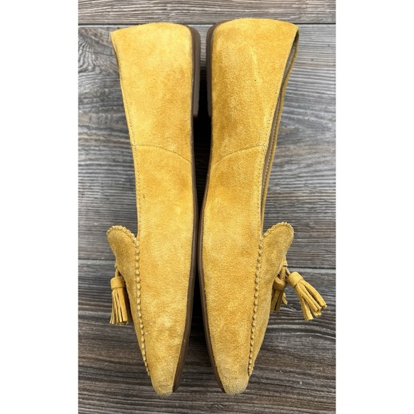 Talbots Francesca Tassel Moccasins Mustard Yellow Suede Leather 9M Quiet Luxury - Picture 6 of 13
